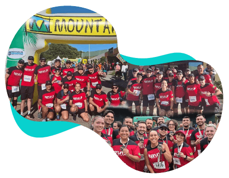 Colaboradores Bellinati Perez em uma corrida representando o projeto BP Run.